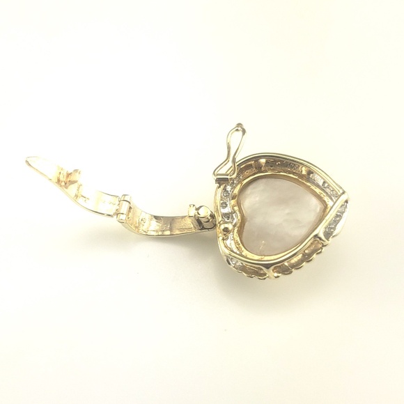 14 Karat Yellow Gold Pearl and Diamond Heart Pendant Enhancer #16801 - Picture 5 of 8